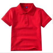 儿童白色t恤短袖男童女童，大童夏季纯棉翻领，白t蓝色校服红色polo衫