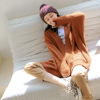 桔熊秋冬季保暖针织罩衫宽松蝙蝠袖中长款毛衣外套女装大码FA2460