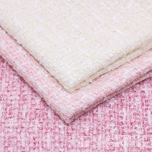 浅粉色小香风半米 春秋气质外套面料 娃衣手工DIY布料 半米