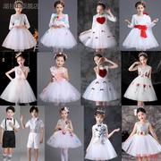 六一儿童演出公主裙蓬蓬裙男女童白色纱裙，幼儿园舞蹈大合唱表演服