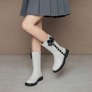 女童马丁靴秋冬儿童中筒靴，加绒洋气公主短靴，小女孩学生皮靴子