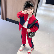 女童秋季休闲套装2024儿童运动时髦中小童春秋网红开衫两件套