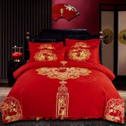 新婚床上四件套婚庆大红色加厚床单婚礼双人被罩床上用品