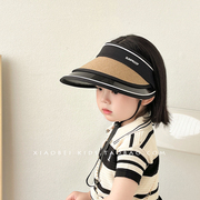 韩版儿童帽子女童防晒帽夏季男童遮阳帽空顶帽洋气宝宝太阳帽草帽