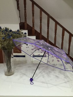 全自动伞全透明时尚透明个性晴雨伞折叠伞，透明伞三折伞