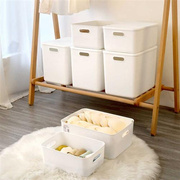 桌面带盖白色手提收纳盒杂物厨房卧室办公室可叠加防尘衣物整理盒