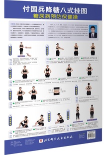 速发付国兵降糖八式挂图 糖尿病预防保健操付国兵北京科学技术出版社中医养生推拿中医家庭保健书  可搭配振腹推拿 大成推拿术