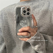 annacase韩国ins高级设计镜面英文，带镜头膜手机壳适用于iphone15pro14promax苹果13pro全包12防摔保护套