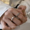 韩国爱心链条交叉指环戒指女网红时尚个性ins潮小众设计食指戒子