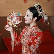 中式新娘凤冠红色流苏，套装旗袍秀禾服头饰，高端古装饰品