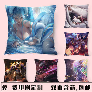 英雄联盟lol抱枕阿狸周边二次元游戏动漫枕头，琴女圣来图定制