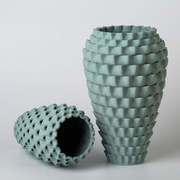 现代简约3D打印陶瓷花器镂空干花瓶样板间设计感大气桌面装饰摆件