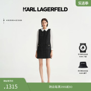 KARL LAGERFELD卡尔拉格斐春夏粗花呢黑白拼接连衣裙老佛爷