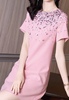 粉色套装纯色重工钉珠连衣裙女感名媛气质礼服短裙子