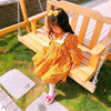 韩国东大门女宝宝儿童，网红款黄色碎花蕾丝泡泡袖，洋气公主连衣裙子