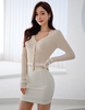 韩国2024年春 款2.2气质V领修身显瘦针织开衫包臀半身裙单买