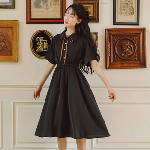 日系连衣裙少女夏装，2024年初中高中学生森系学院风显瘦长裙子