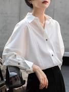法式设计感小众白色衬衫女春秋2023休闲宽松慵懒风蝙蝠袖上衣