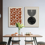 高档现代极简餐厅装饰画条纹图案艺术竖版卧室床头画几何抽象客厅