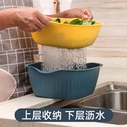 双层洗菜盆沥水篮厨房神器菜篮子家用塑料漏水篮水果滤水篮米篮
