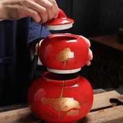 百顺福禄随行陶瓷葫芦，双层茶叶罐大码半斤装普洱花红，绿茶包装定制