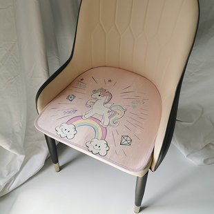 夏款冰丝卡通马蹄形U型菠萝皮餐椅垫 粉色化妆沙发椅清凉半圆坐垫