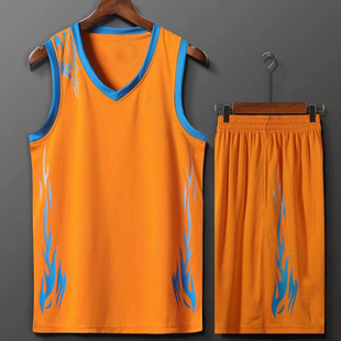 侧袋篮球服套装男女夏背心裤球衣定制篮球服篮球训练服200004橙色