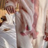孕妇法兰绒睡衣家居服套装舒棉绒珊瑚绒秋冬产妇喂奶衣月子服草莓