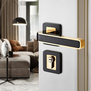 豪蒂现代卧室门锁室内磁吸静音门锁，简约木门锁金色家用分体房门锁