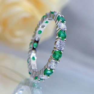 珠宝 2021S925银戒指锆石白+绿满钻欧美时尚戒指环女