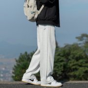 @港仔文艺男灰色直筒，卫裤男秋季运动裤子日系，宽松垂感休闲裤