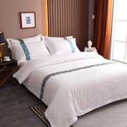 五星级酒店布草床上用品，四件套纯棉贡缎，高档宾馆民宿白色床单被套