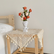 田园流苏美式蕾丝桌布ins风，复古小圆桌方桌布(方桌布，)正方形床头柜盖布