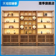 新中式实木博古架榆木多宝阁多层客厅置物架书架茶叶茶室展示柜