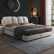 皮床实木床轻奢1.8米双人床，意式主卧婚床1.5米储物现代简约
