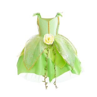 六一儿童女童绿色小精灵公主裙绿色仙女裙万圣节演出服装儿童裙子