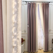 紫色佳人简约现代韩式遮光布窗帘(布窗帘)客厅卧室，温馨公主风成品窗纱飘窗