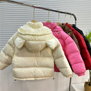 韩国童装儿童羽绒服冬季女童中小童宝宝连帽可爱糖果色轻外套