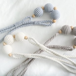 小木珠北欧ins风格窗帘挂绳，创意简约现代窗帘扣绑带绑绳原创设计