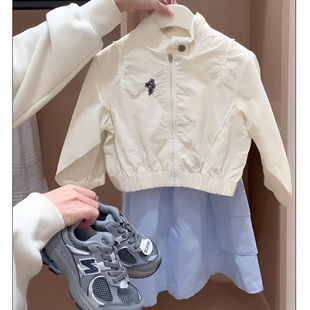 韩国童装女童外套春秋款，2024洋气女宝宝刺绣，时尚儿童韩版夹克