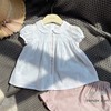 韩国设计款女童夏季上衣薄款白色绣花翻领短袖娃娃衫衬衫