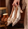 法式绝美婚纱主婚鞋，高级感水晶单鞋礼服，伴娘鞋日常两穿高跟鞋女