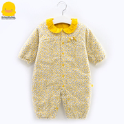 黄色小鸭婴儿连体衣宝宝，秋冬夹棉哈衣0-6个月，女童棉衣保暖外出服