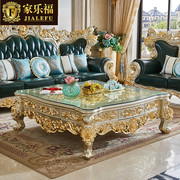 欧式实木茶几电视柜组合别墅客厅烤漆金色玻璃茶桌正方形储物茶几