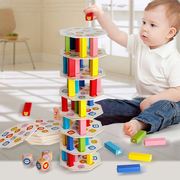木质儿童堆塔叠叠高积木54粒创意多米诺层层叠玩具