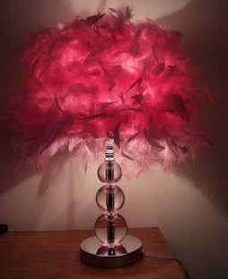 新羽毛(新羽毛)粉色白色，紫色台灯结婚书房床头，女生现代欧式创意浪漫卧室温