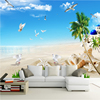 地中海3d立体海景风景壁纸大型壁画清新卧室客S厅电视背景墙壁纸