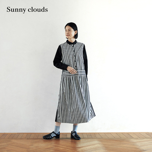 春季 桑妮库拉/Sunny clouds 女式纯棉黑白条纹连衣裙联名款