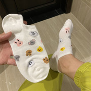 韩国夏天街头可爱船袜东大门女士，卡通动物小熊兔子，不掉跟隐形袜子