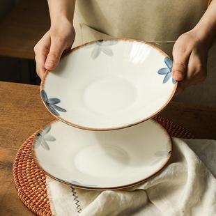 陶瓷牛排餐盘日式复古餐具早餐盘套装盘子家用圆形8寸牛扒浅菜盘